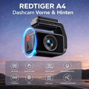 REDTIGER A4 Dashcam Vorne & Hinten