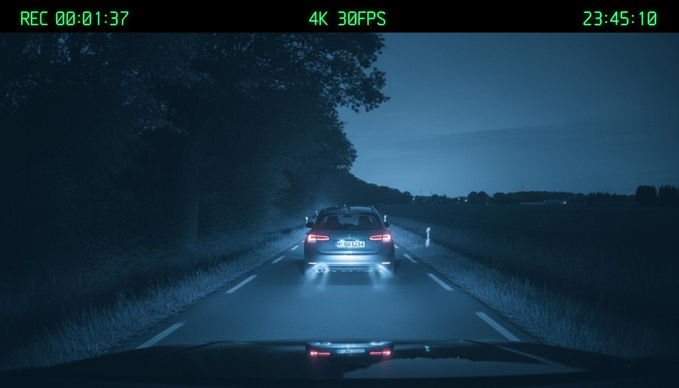 Nachtsicht Aufnahme der Dashcam